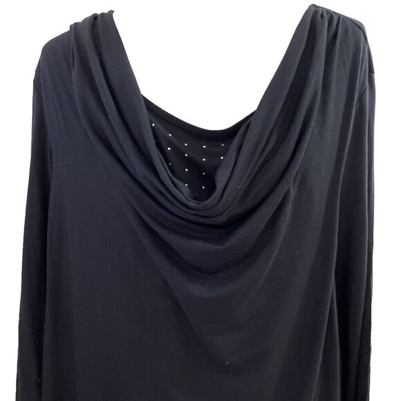 JM Collection Sequin Top Tunic Womens 2X Black Cowl Drapey Layered Stretch NWT - Picture 2 of 10